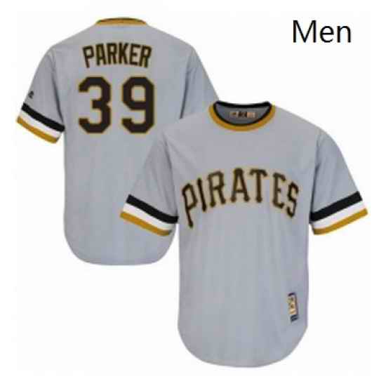 Mens Majestic Pittsburgh Pirates 39 Dave Parker Authentic Grey Cooperstown Throwback MLB Jersey